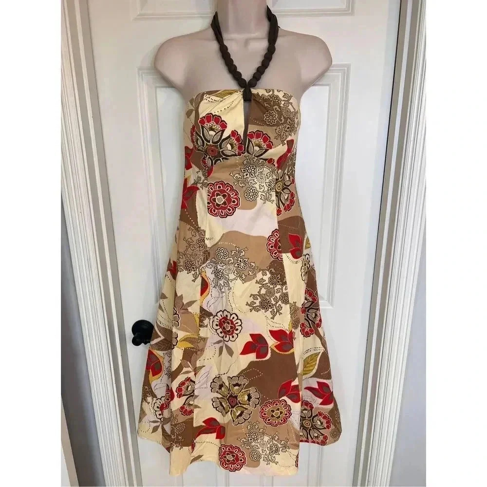 VTG Amanda Lane Women’s‎ Size 4 Halter A-Line Maxi Sleeveless Dress Floral
